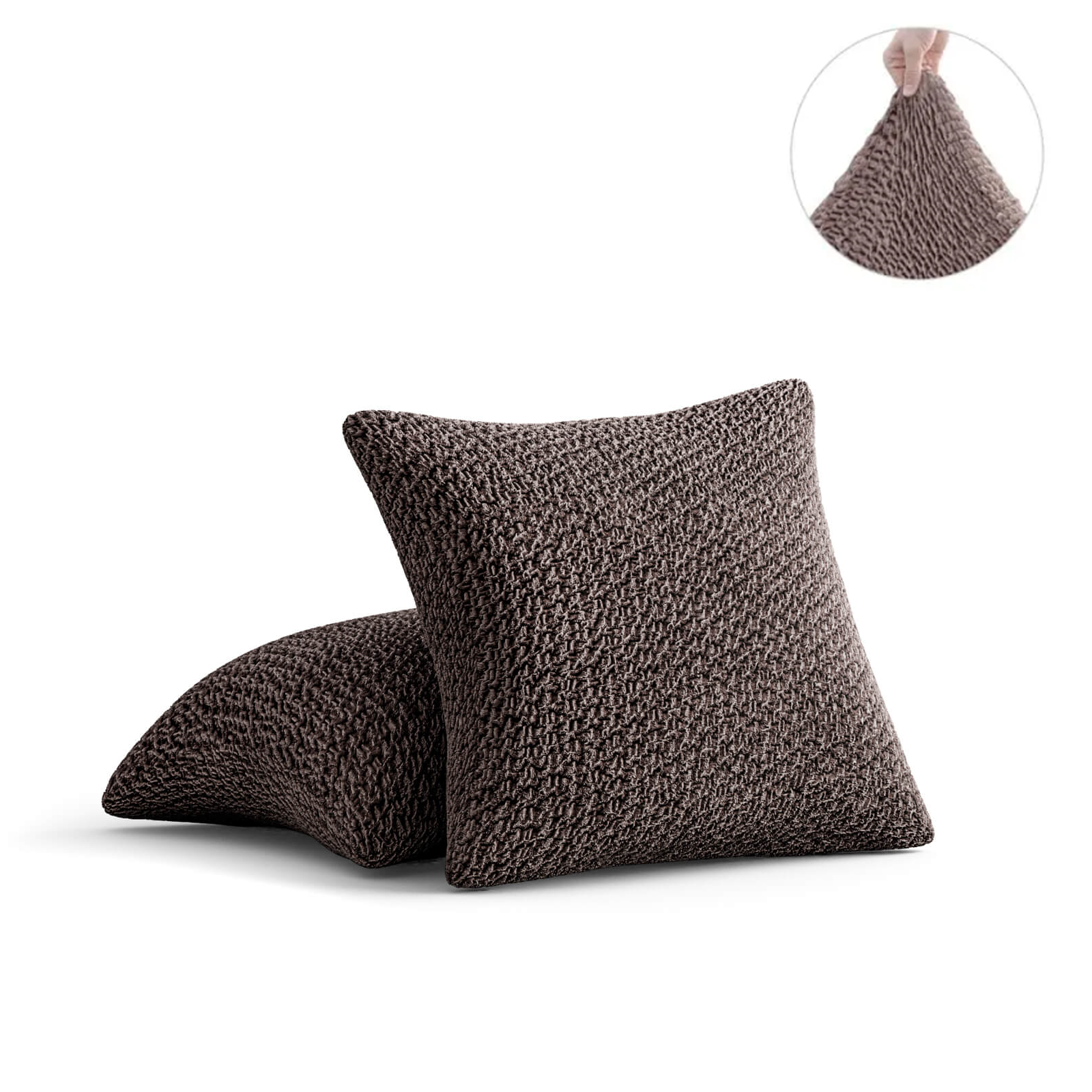 Set Of 2 Velvet Cushion Covers - Brown, Velvet